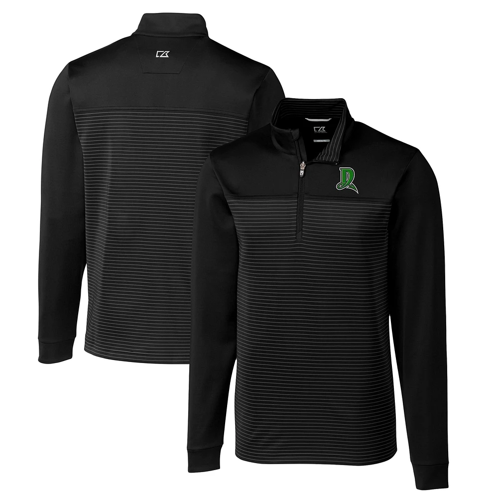 Men's Cutter & Buck Black Dayton Dragons Traverse Stripe Stretch Quarter-Zip Pullover Top