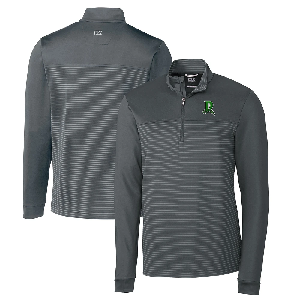 Men's Cutter & Buck Gray Dayton Dragons Traverse Stripe Stretch Quarter-Zip Pullover Top