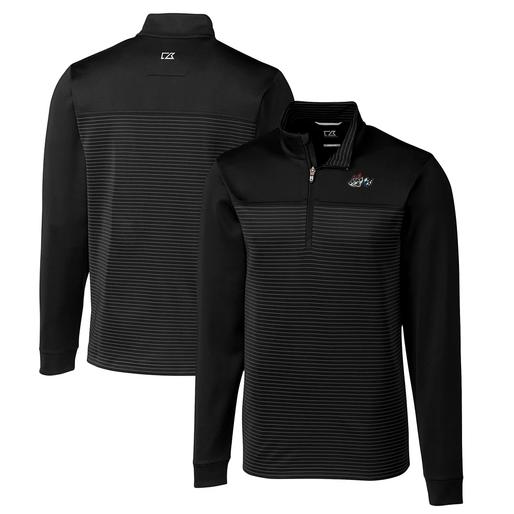 Men's Cutter & Buck Rocket City Trash Pandas Traverse Stripe Stretch Quarter-Zip Pullover Top