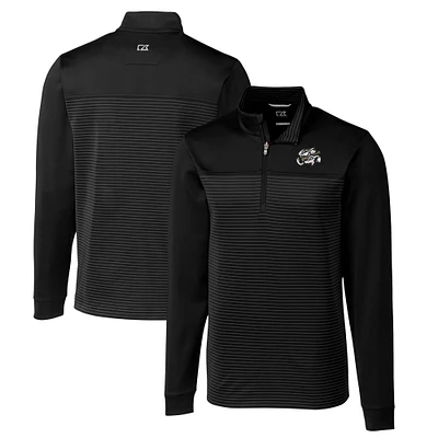 Men's Cutter & Buck Omaha Storm Chasers Traverse Stripe Stretch Quarter-Zip Pullover Top