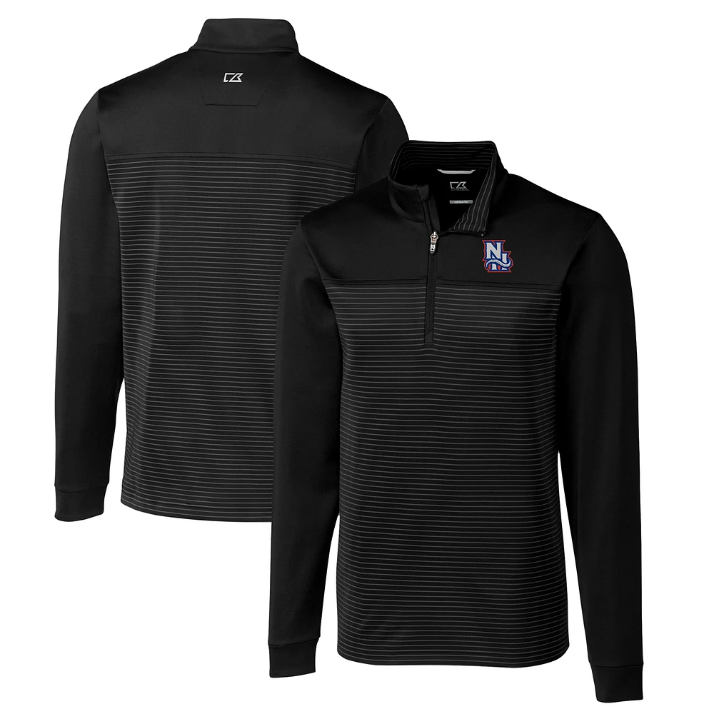 Men's Cutter & Buck New Hampshire Fisher Cats Traverse Stripe Stretch Quarter-Zip Pullover Top