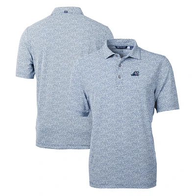 Men's Cutter & Buck Navy West Michigan Whitecaps Virtue Eco Pique Botanical Print Recycled Polo