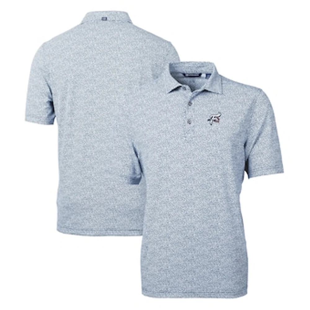 Men's Cutter & Buck Navy Reading Fightin Phils Virtue Eco Pique Botanical Print Recycled Polo