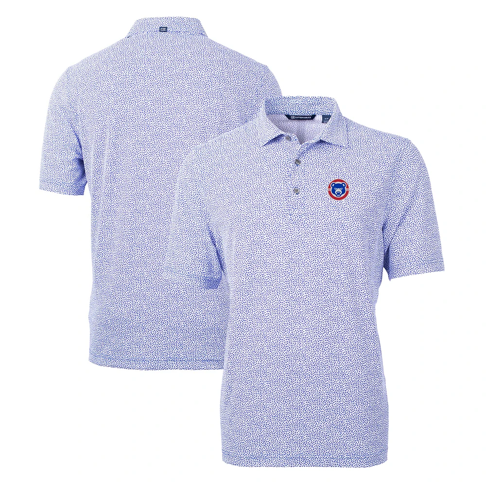 Men's Cutter & Buck Blue South Bend Cubs Virtue Eco Pique Botanical Print Recycled Polo
