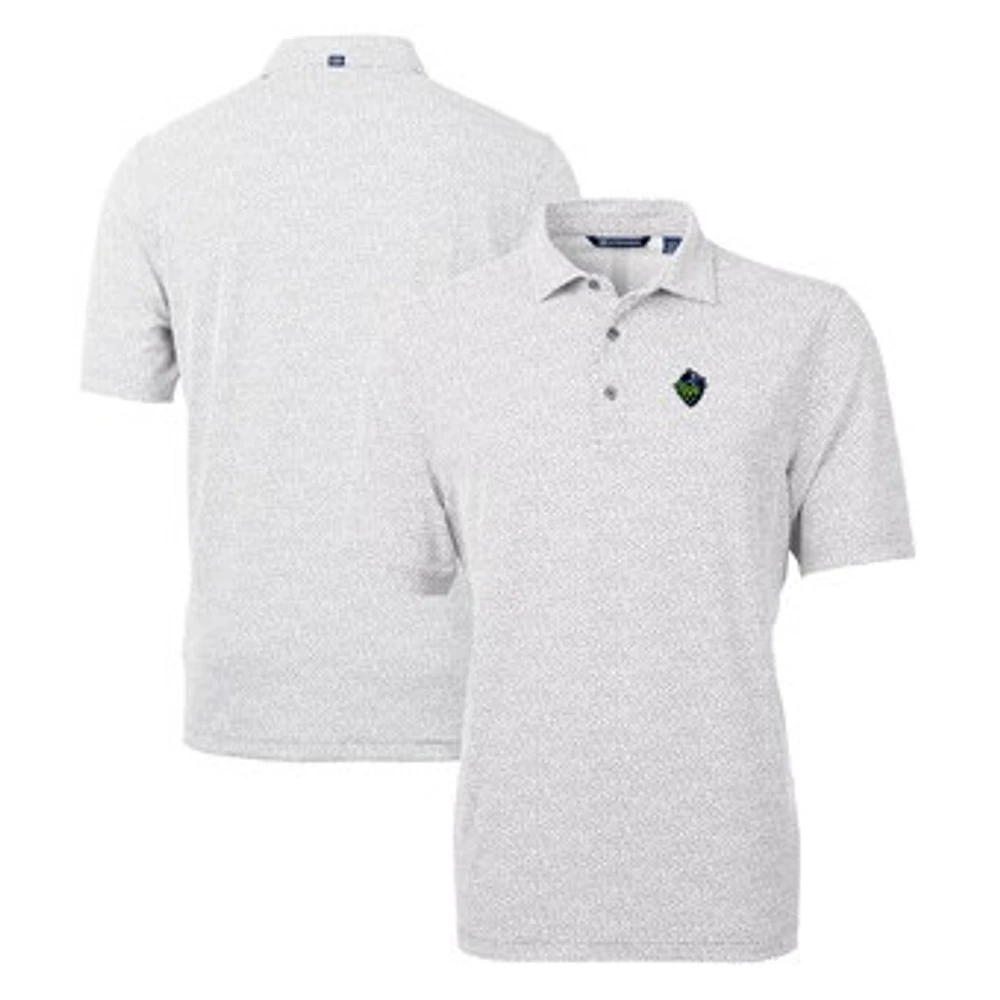 Men's Cutter & Buck Gray Hillsboro Hops Virtue Eco Pique Botanical Print Recycled Polo