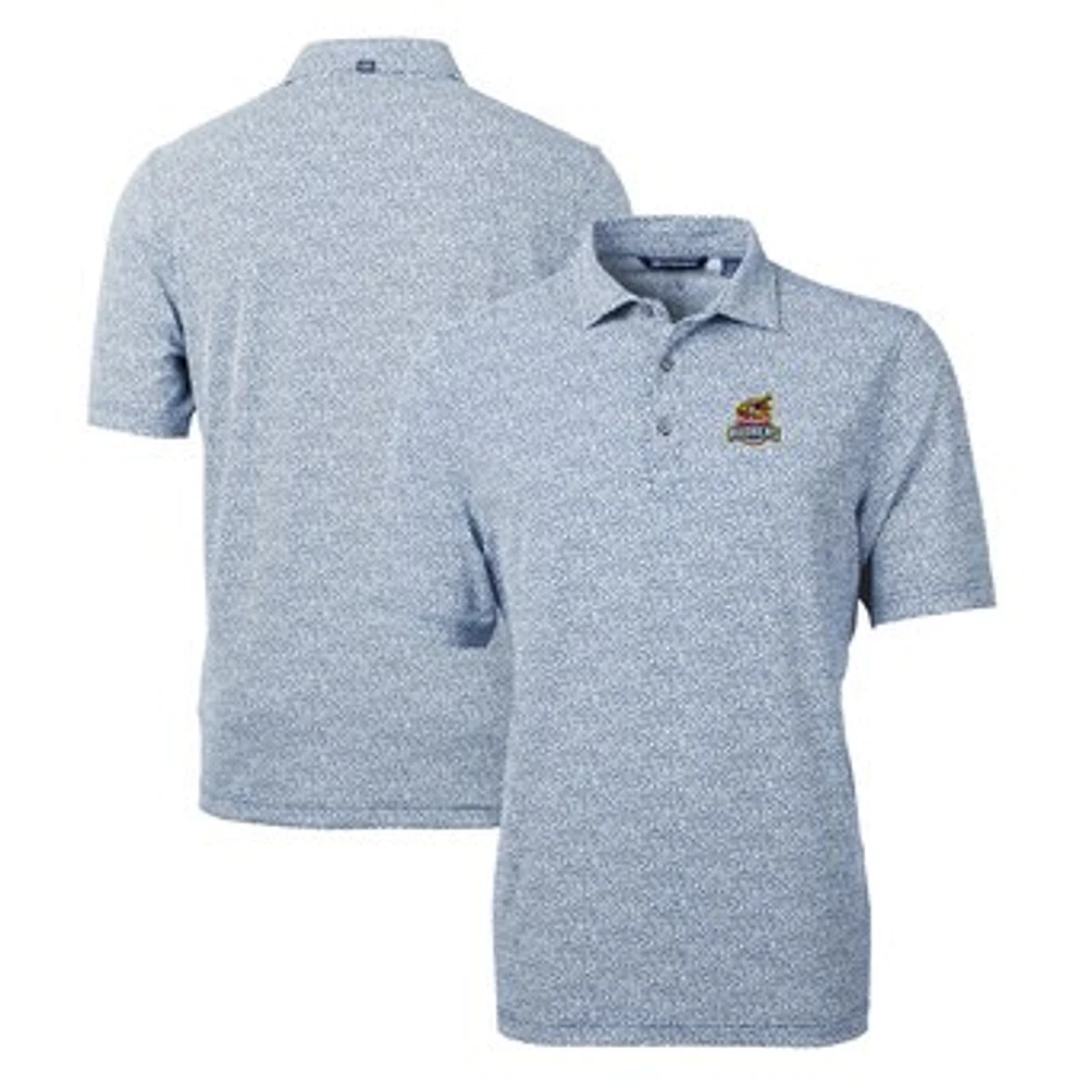 Men's Cutter & Buck Navy Toledo Mud Hens Virtue Eco Pique Botanical Print Recycled Polo