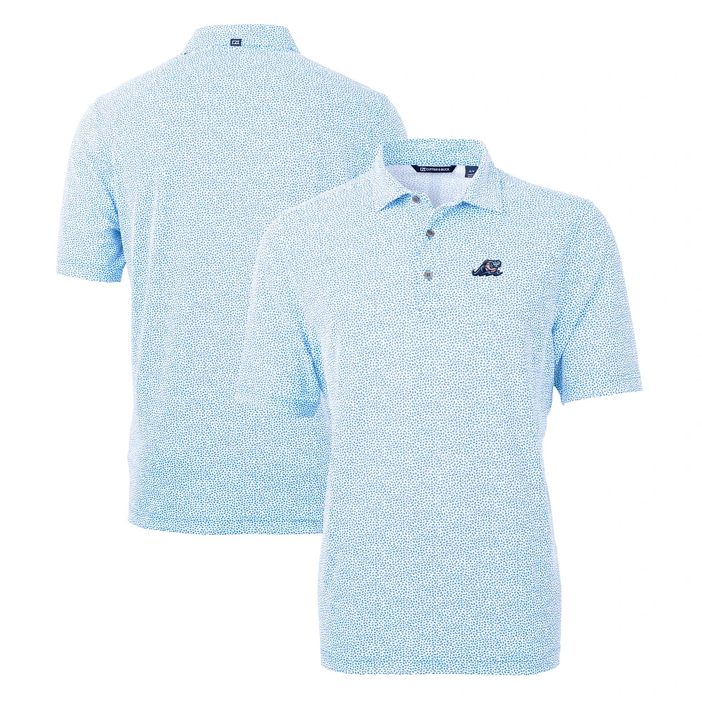 Men's Cutter & Buck Powder Blue West Michigan Whitecaps Virtue Eco Pique Botanical Print Recycled Polo