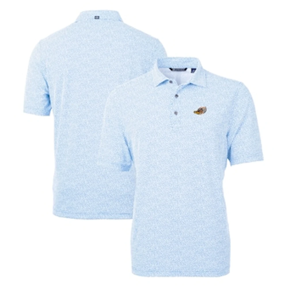 Men's Cutter & Buck Powder Blue Akron RubberDucks Virtue Eco Pique Botanical Print Recycled Polo