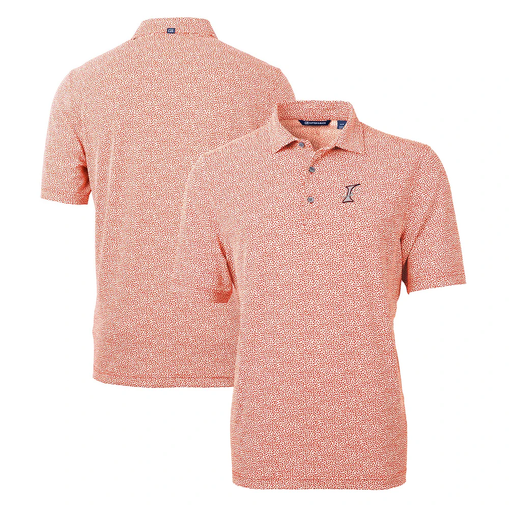 Men's Cutter & Buck Orange Albuquerque Isotopes Virtue Eco Pique Botanical Print Recycled Polo