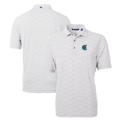 Men's Cutter & Buck Gray Charlotte Knights Virtue Eco Pique Botanical Print Recycled Polo