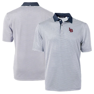 Men's Cutter & Buck Navy/ Louisville Bats Virtue Eco Pique Micro Stripe Recycled Polo