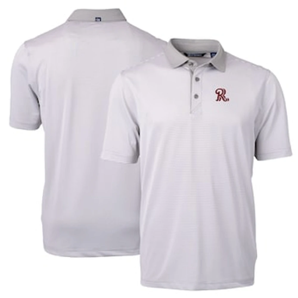 Men's Cutter & Buck Gray/White Frisco RoughRiders Virtue Eco Pique Micro Stripe Recycled Polo