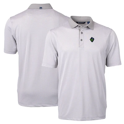 Men's Cutter & Buck Gray/White Hillsboro Hops Virtue Eco Pique Micro Stripe Recycled Polo