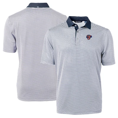 Men's Cutter & Buck Navy/White Jacksonville Jumbo Shrimp Virtue Eco Pique Micro Stripe Recycled Polo