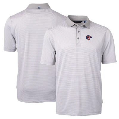 Men's Cutter & Buck Gray/White Jacksonville Jumbo Shrimp Virtue Eco Pique Micro Stripe Recycled Polo