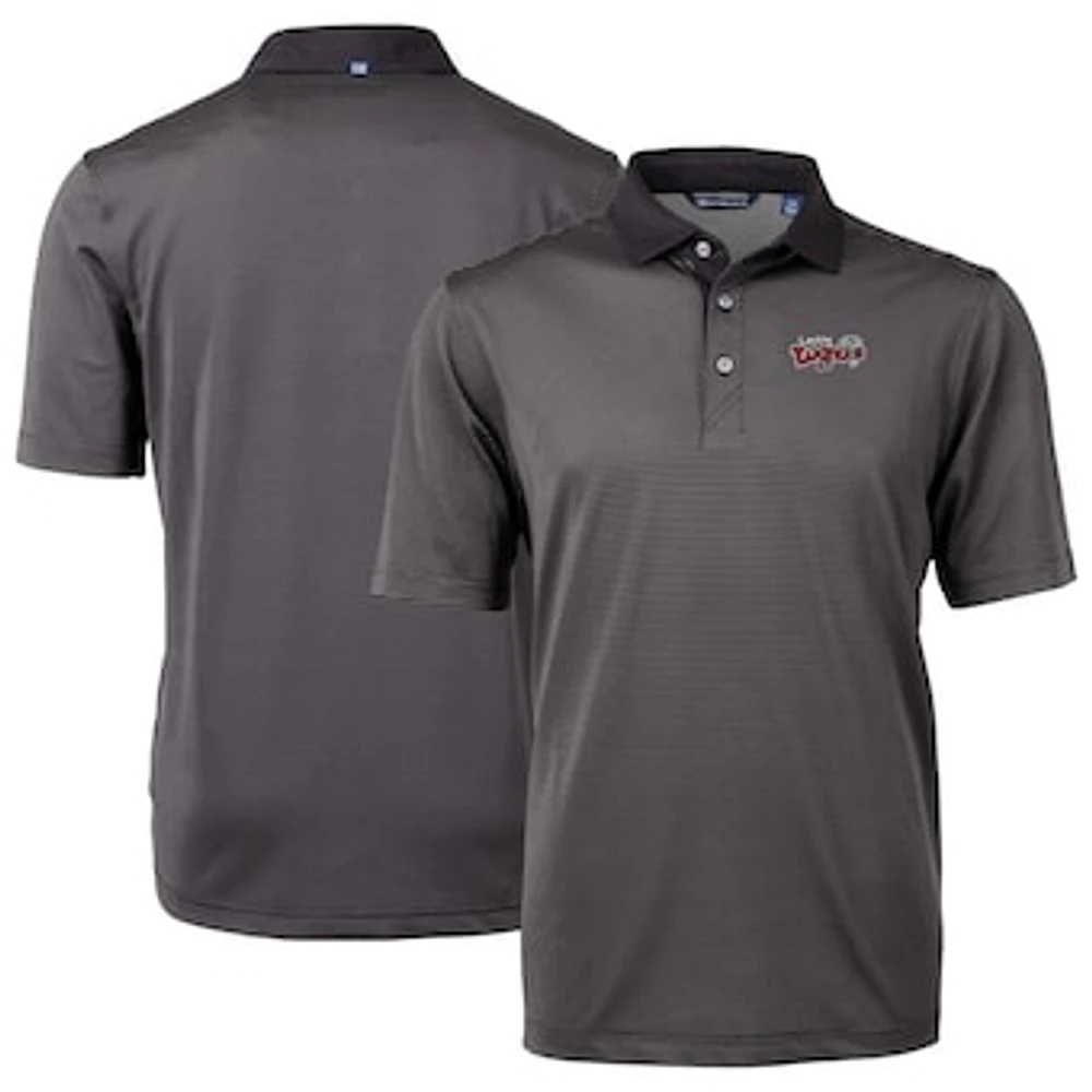 Men's Cutter & Buck Black/Gray Lansing Lugnuts Virtue Eco Pique Micro Stripe Recycled Polo