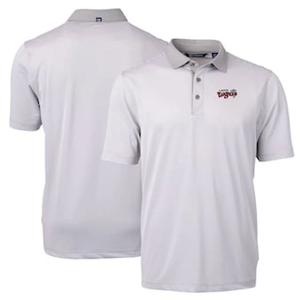Men's Cutter & Buck Gray/White Lansing Lugnuts Virtue Eco Pique Micro Stripe Recycled Polo
