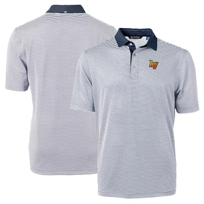 Men's Cutter & Buck Navy/White Las Vegas Aviators Virtue Eco Pique Micro Stripe Recycled Polo