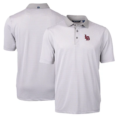 Men's Cutter & Buck Gray/White Louisville Bats Virtue Eco Pique Micro Stripe Recycled Polo