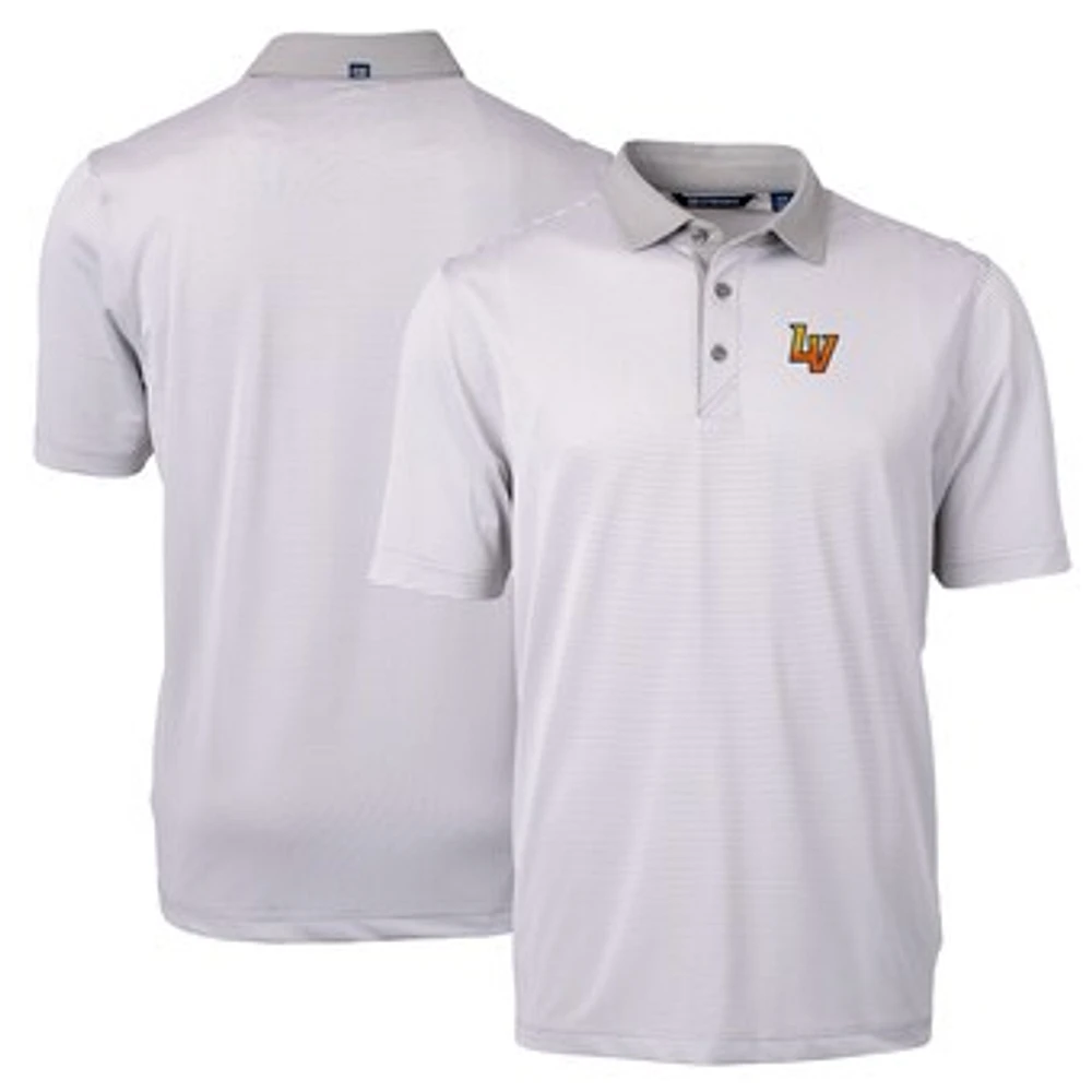 Men's Cutter & Buck Gray/White Las Vegas Aviators Virtue Eco Pique Micro Stripe Recycled Polo