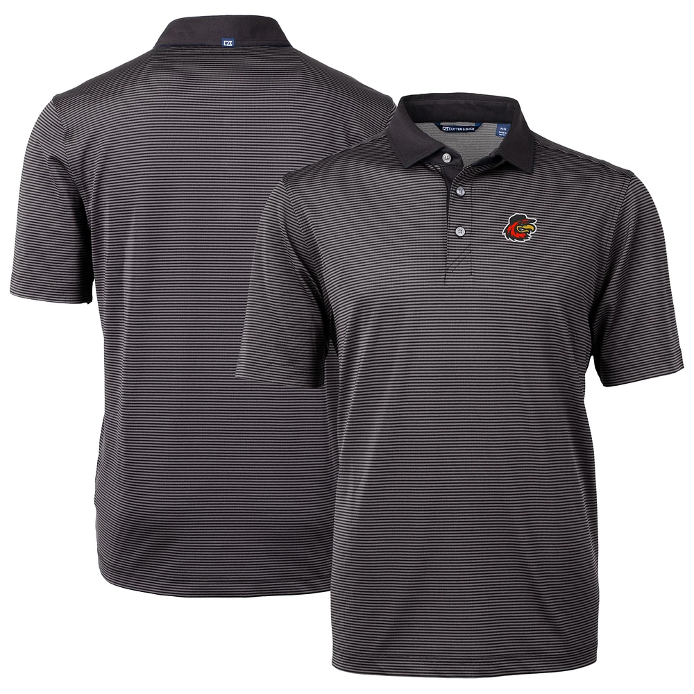 Men's Cutter & Buck Black/Gray Rochester Red Wings Virtue Eco Pique Micro Stripe Recycled Polo