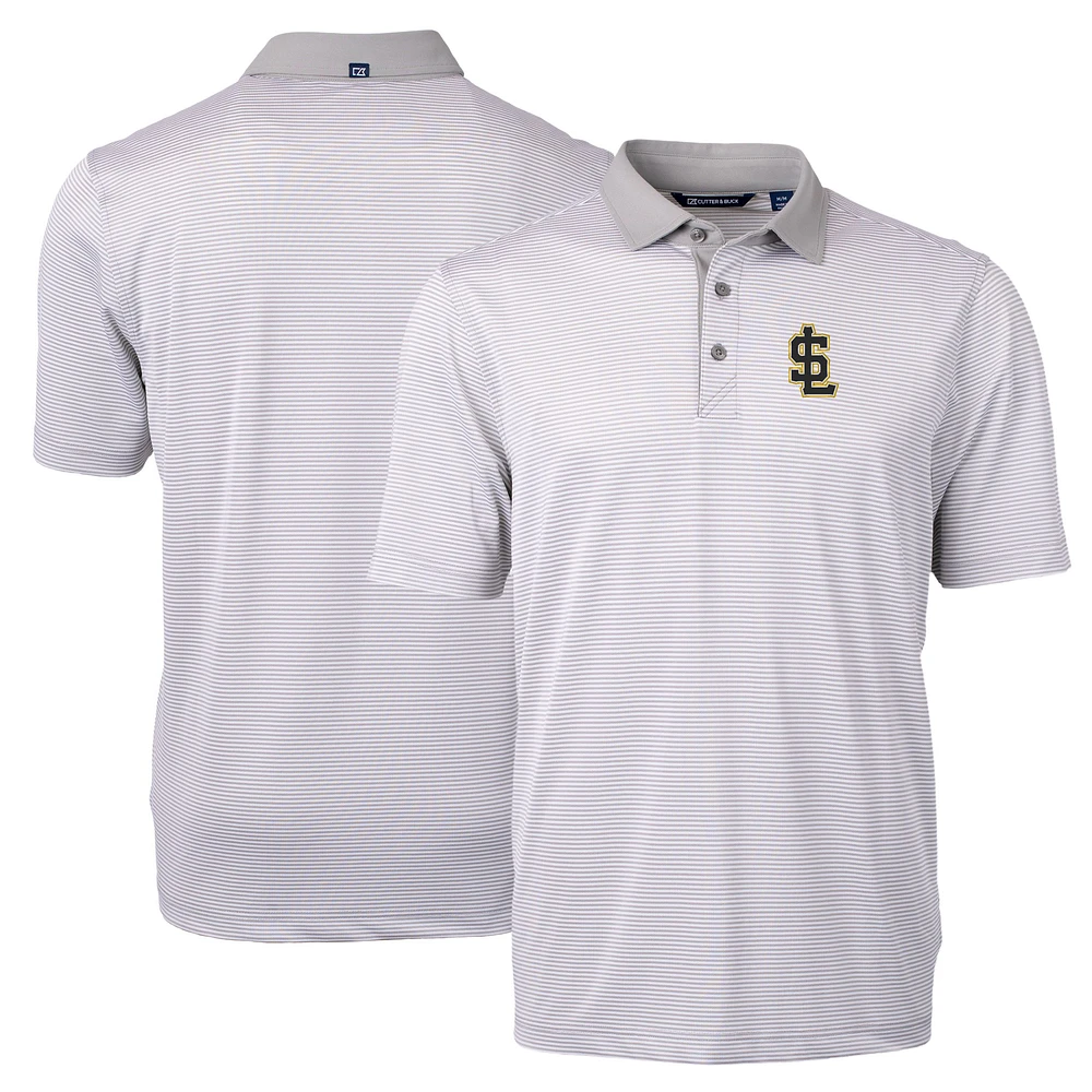 Men's Cutter & Buck Gray/White Salt Lake Bees Virtue Eco Pique Micro Stripe Recycled Polo
