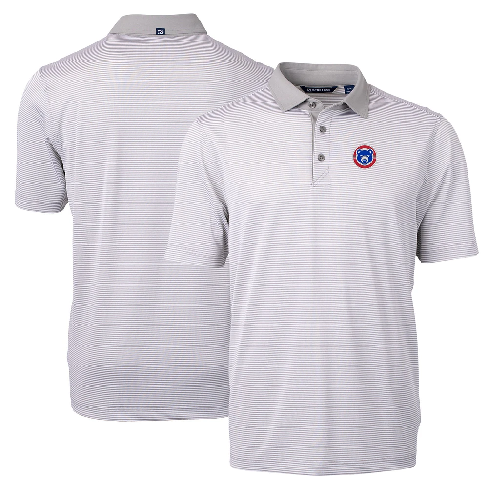 Men's Cutter & Buck Gray/White South Bend Cubs Virtue Eco Pique Micro Stripe Recycled Polo