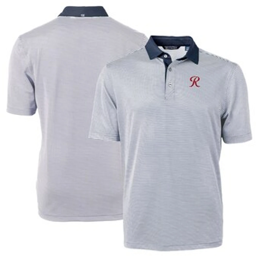 Men's Cutter & Buck Navy/ Tacoma Rainiers Virtue Eco Pique Micro Stripe Recycled Polo