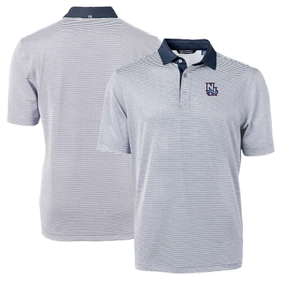 Men's Cutter & Buck Navy/ New Hampshire Fisher Cats Virtue Eco Pique Micro Stripe Recycled Polo