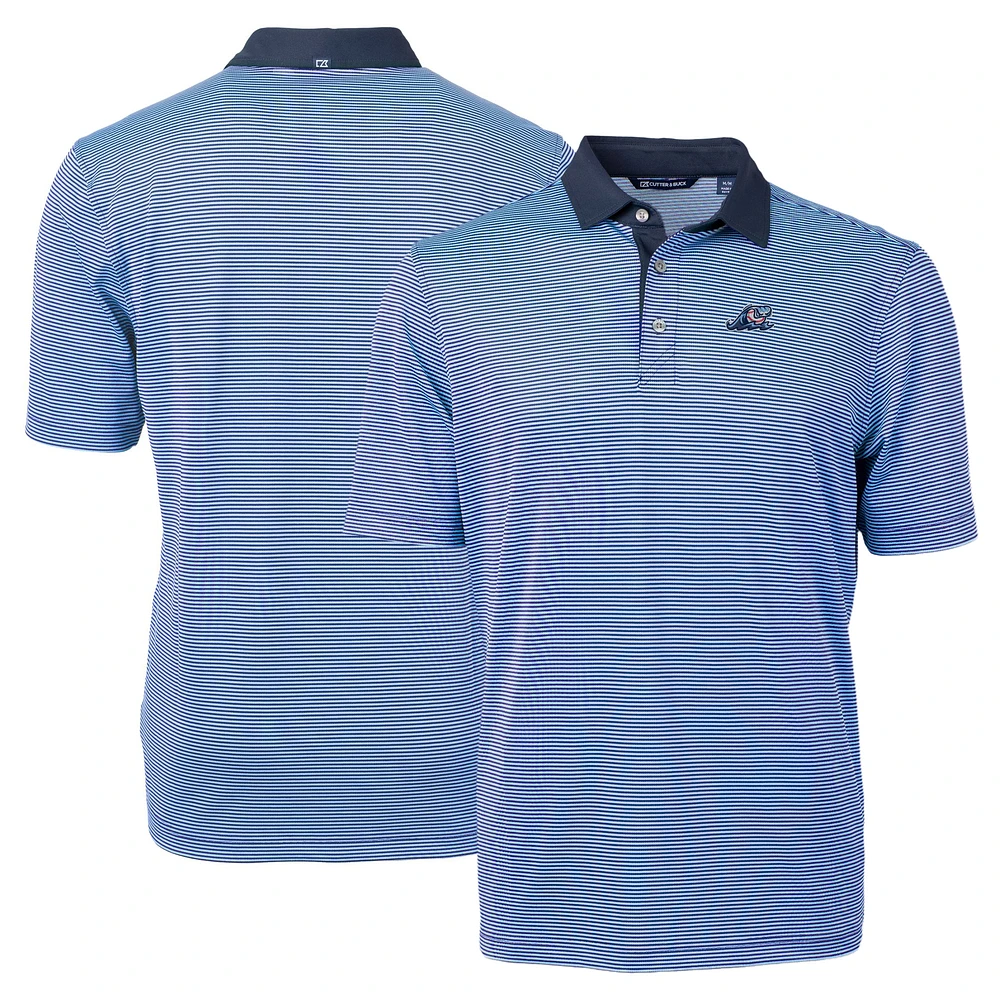 Men's Cutter & Buck Powder Blue/Navy West Michigan Whitecaps Virtue Eco Pique Micro Stripe Recycled Polo