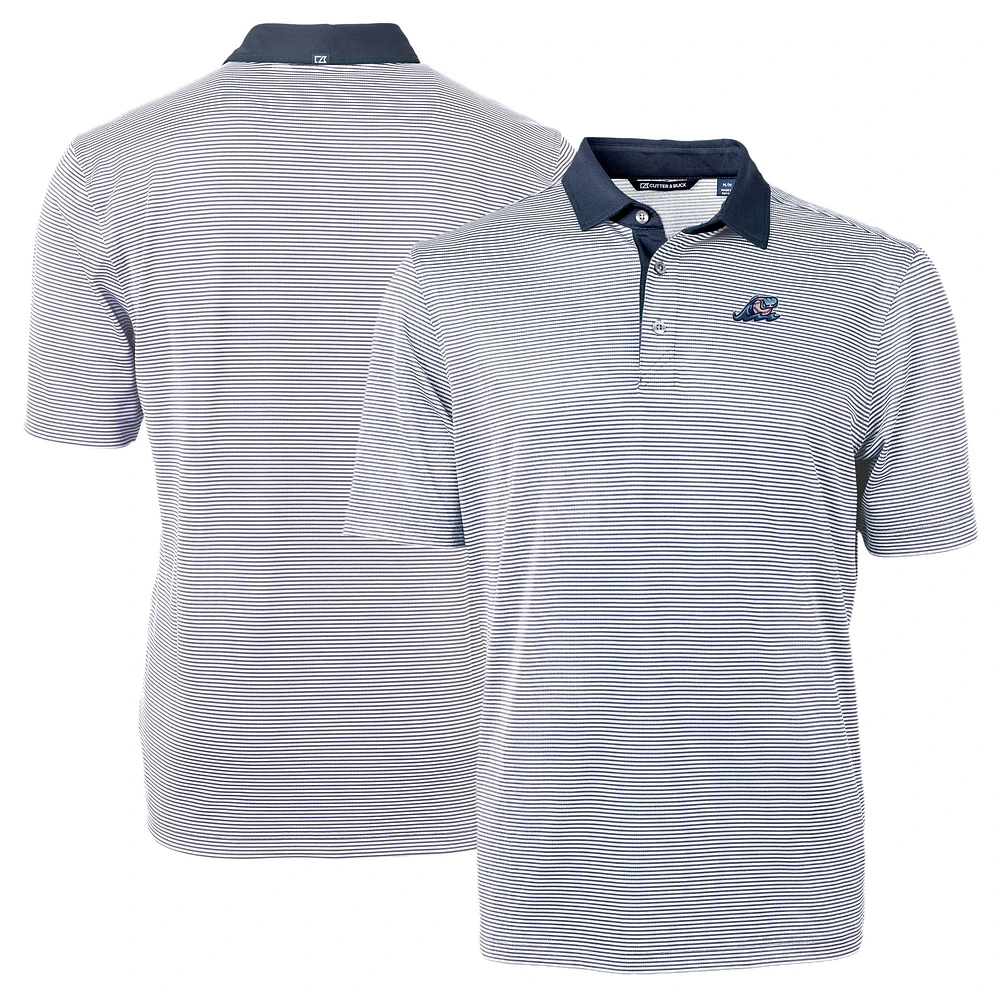 Men's Cutter & Buck /Navy West Michigan Whitecaps Virtue Eco Pique Micro Stripe Recycled Polo