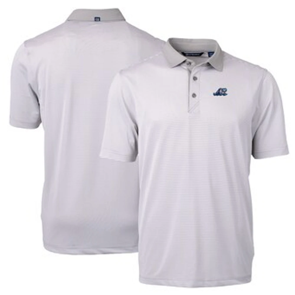 Men's Cutter & Buck Gray/White West Michigan Whitecaps Virtue Eco Pique Micro Stripe Recycled Polo