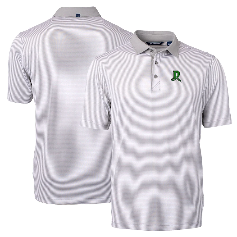 Men's Cutter & Buck Gray/White Dayton Dragons Virtue Eco Pique Micro Stripe Recycled Polo