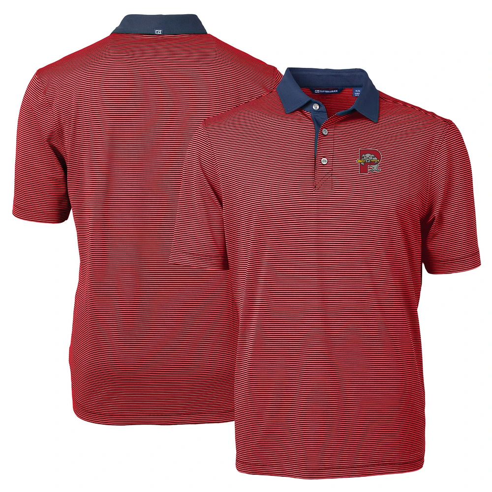 Men's Cutter & Buck Red/Navy Portland Sea Dogs Virtue Eco Pique Micro Stripe Recycled Polo