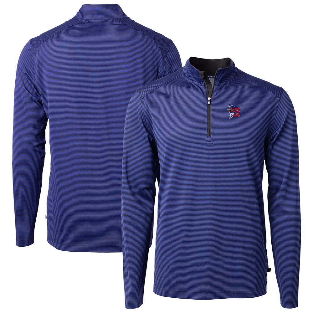 Men's Cutter & Buck / Buffalo Bisons Virtue Eco Pique Micro Stripe Recycled Quarter-Zip Pullover Top