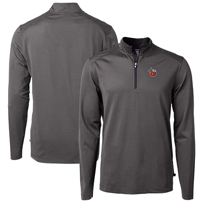 Men's Cutter & Buck /Gray Fort Wayne TinCaps Virtue Eco Pique Micro Stripe Recycled Quarter-Zip Pullover Top
