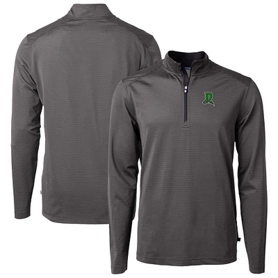 Men's Cutter & Buck /Gray Dayton Dragons Virtue Eco Pique Micro Stripe Recycled Quarter-Zip Pullover Top