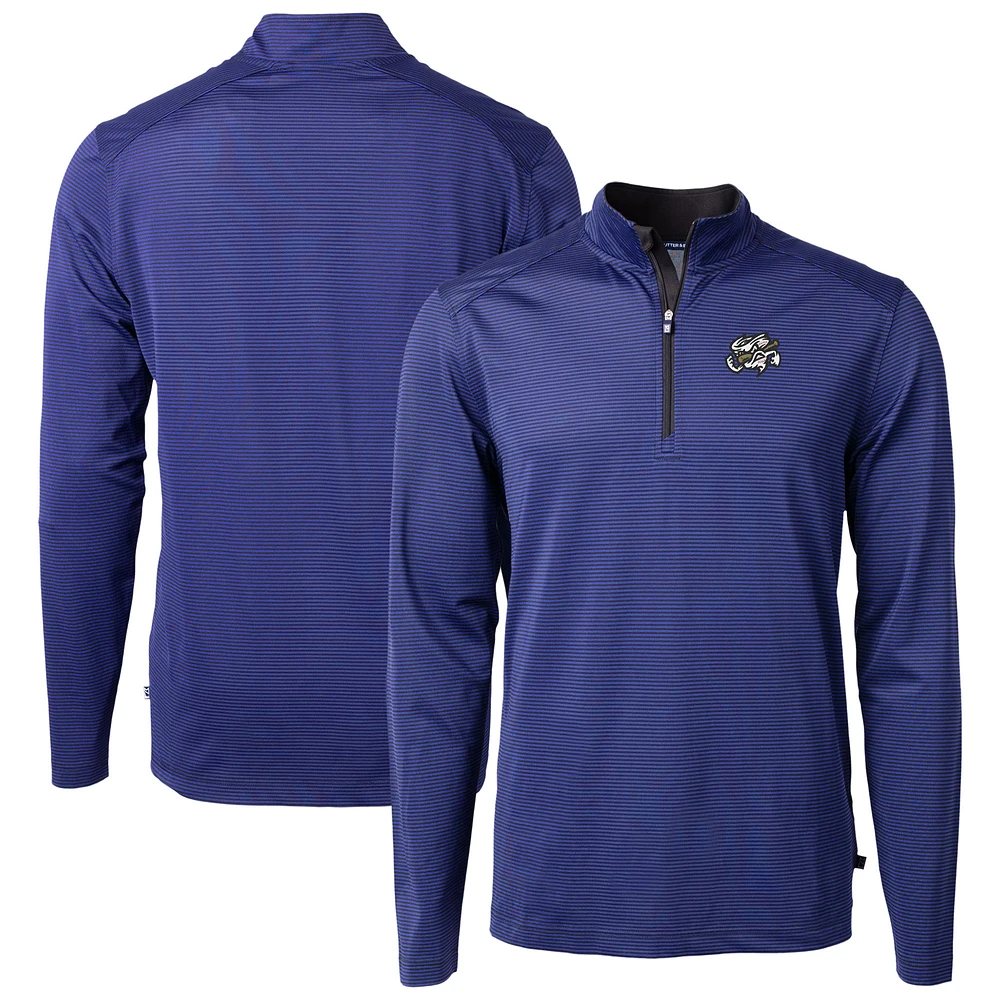 Men's Cutter & Buck / Omaha Storm Chasers Virtue Eco Pique Micro Stripe Recycled Quarter-Zip Pullover Top