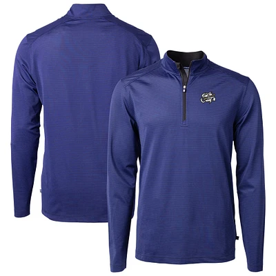 Men's Cutter & Buck / Omaha Storm Chasers Virtue Eco Pique Micro Stripe Recycled Quarter-Zip Pullover Top
