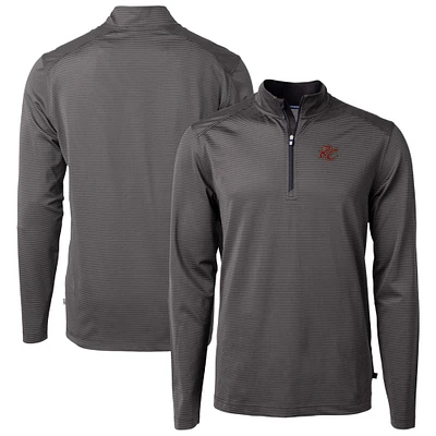 Men's Cutter & Buck /Gray Sacramento River Cats Virtue Eco Pique Micro Stripe Recycled Quarter-Zip Pullover Top