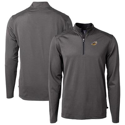 Men's Cutter & Buck / Akron RubberDucks Virtue Eco Pique Micro Stripe Recycled Quarter-Zip Pullover Top