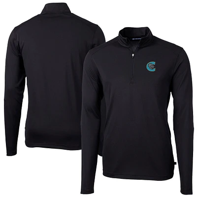 Men's Cutter & Buck Charlotte Knights Virtue Eco Pique Recycled Quarter-Zip Pullover Top