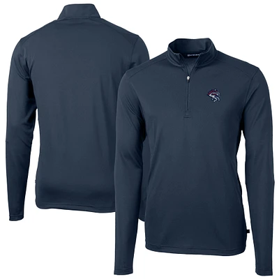 Men's Cutter & Buck Navy Binghamton Rumble Ponies Virtue Eco Pique Recycled Quarter-Zip Pullover Top