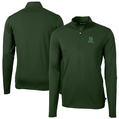 Men's Cutter & Buck Hunter Green Dayton Dragons Virtue Eco Pique Recycled Quarter-Zip Pullover Top