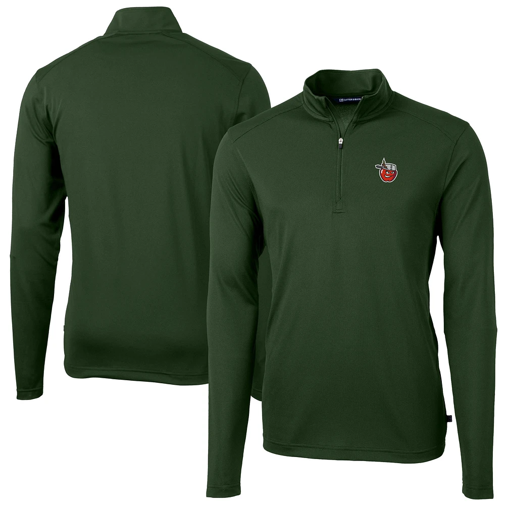 Men's Cutter & Buck Hunter Green Fort Wayne TinCaps Virtue Eco Pique Recycled Quarter-Zip Pullover Top