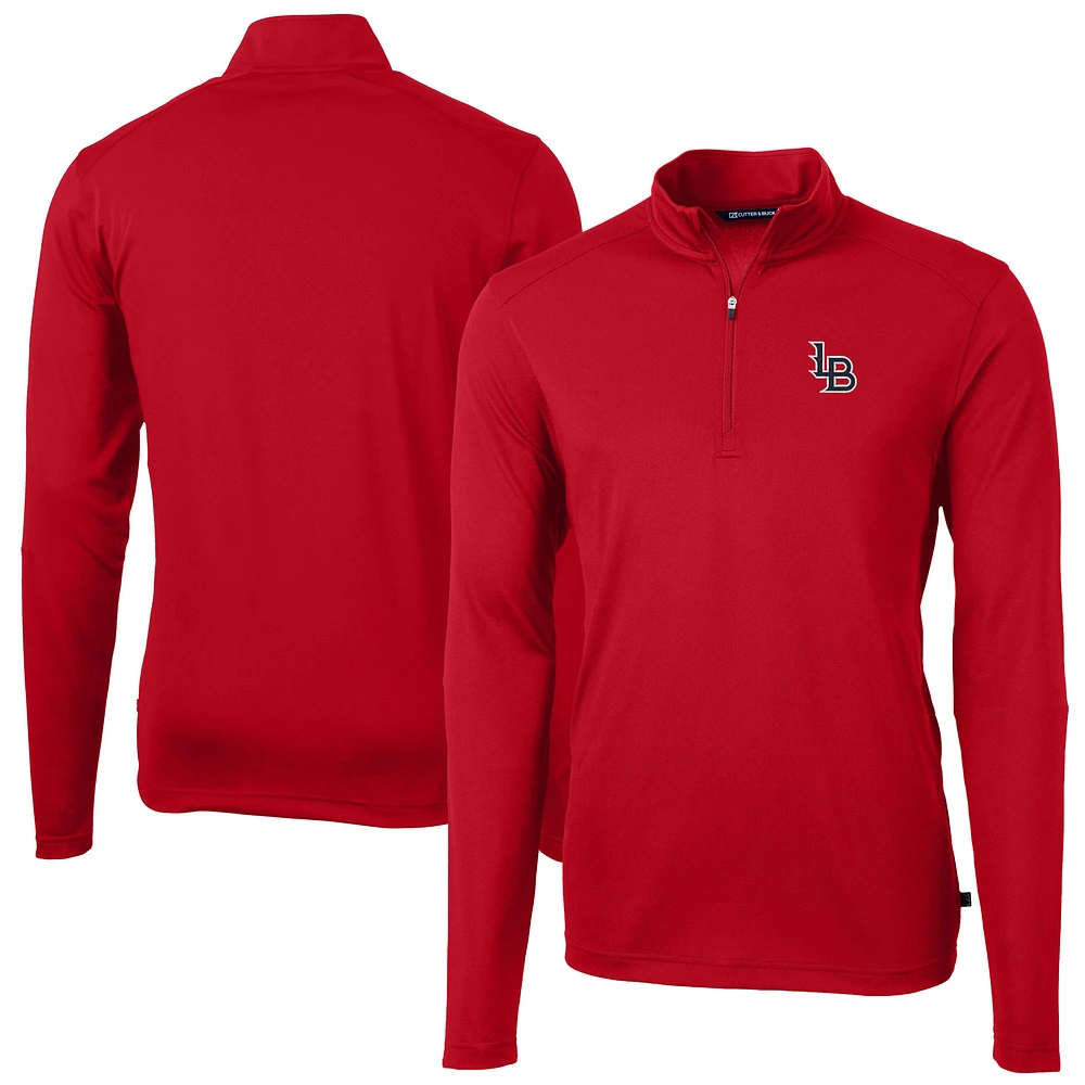 Men's Cutter & Buck Louisville Bats Virtue Eco Pique Recycled Quarter-Zip Pullover Top