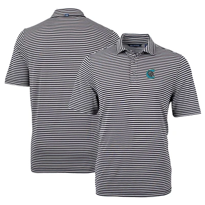 Men's Cutter & Buck Charlotte Knights DryTec Virtue Eco Pique Stripe Recycled Polo