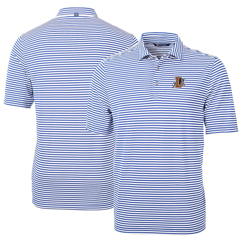 Men's Cutter & Buck Light Blue Durham Bulls DryTec Virtue Eco Pique Stripe Recycled Polo