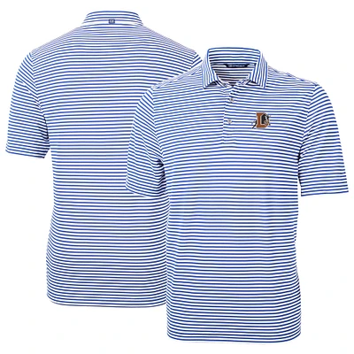 Men's Cutter & Buck Light Blue Durham Bulls DryTec Virtue Eco Pique Stripe Recycled Polo
