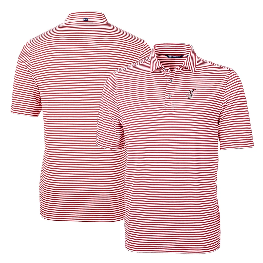 Men's Cutter & Buck Cardinal Albuquerque Isotopes DryTec Virtue Eco Pique Stripe Recycled Polo